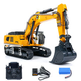 In Stock 1/12 Metal Hydraulic Remote Control Excavator LR976 6CH Valves RC Digger RTR Model Dual Pump Brushless Motor Light Sound System