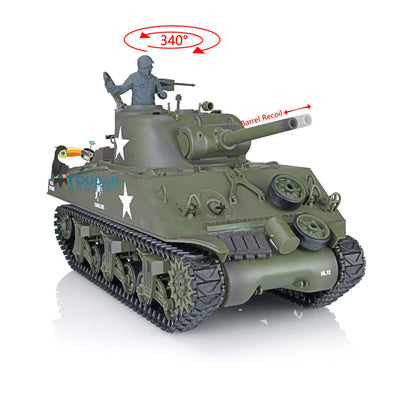 Henglong 2.4G 1/16 TK7.0 Plastic USA M4A3 Sherman 3898 RTR RC Tank with Barrel Recoil BB Infrared Combat Smoke Light Sound Metal Barrel