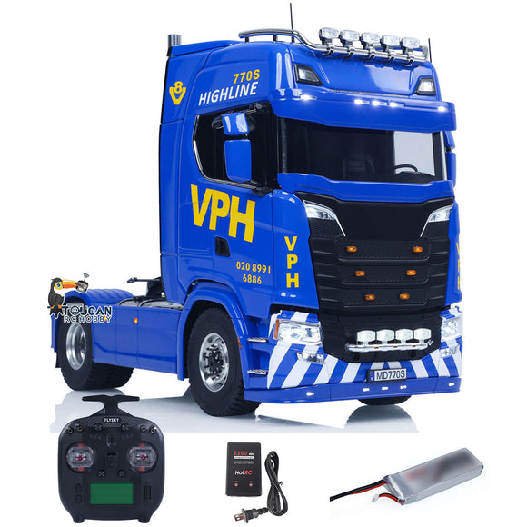 MD MODEL 770S 4X4 Metal Chassis 1/14 RC Tractor Truck Radio Control Lorry Car 2Speed Gearbox Flowing Water Light Cab Suspension