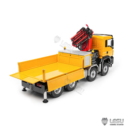 TOUCAN RC HOBBY PROMOTION LESU Metal 1/14 RC Hydraulic Crane Truck 8X8 3Speed Remote Control Lorry Model 7CH Valve 6 Outriggers Light Sound Axle Diff Lock
