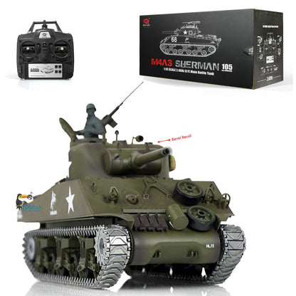 Henglong 1/16 TK7.0 Promotin USA M4A3 Sherman 3898 RTR RC Tank with Barrel Recoil BB IR Smoke Metal Tracks Sprockets Idlers Wheels