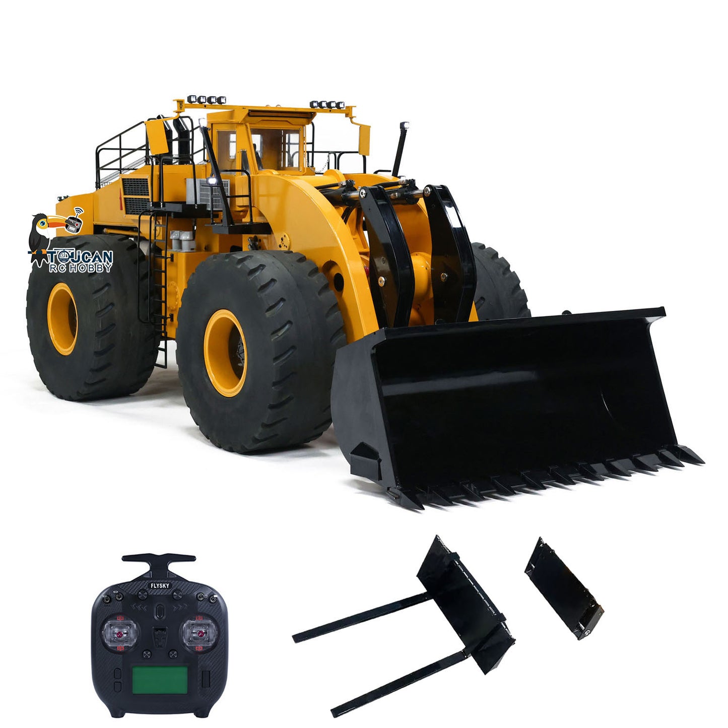 Toucanhobby L2350 1/14 Metal RC Hydraulic Loader Heavy Duty Giant Model Smoke Unit FlySky ST8 Remote Controller for Model Enthusiasts