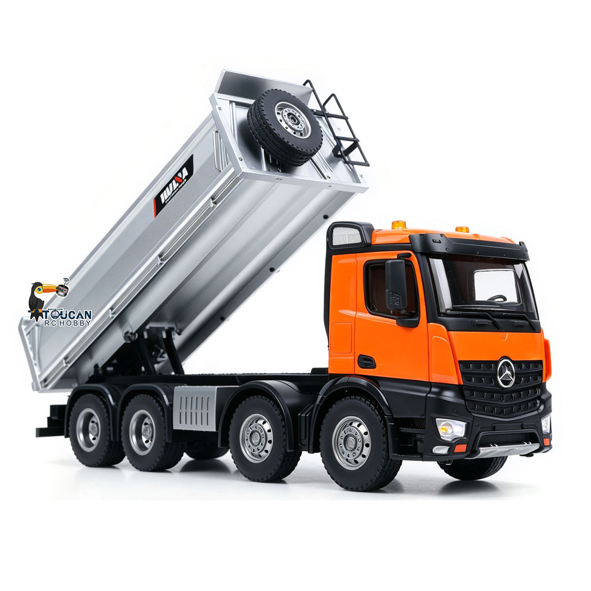 TOUCAN RC HOBBY Fast Free ShippingHUINA 1/14 Metal Remote Control Dump Truck 1536-1 8X8 Electric Lifting RC Tipper Finished Model RTR Light Sound Effects Battery