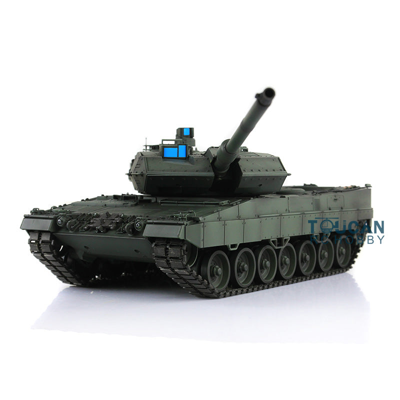 Henglong 1/16 TK7.0 Leopard2A6 RC RTR Panzer 3889 360 Turmlauf Rückstoß Metallketten mit Gummipads Kettenräder Leiträder Laufräder