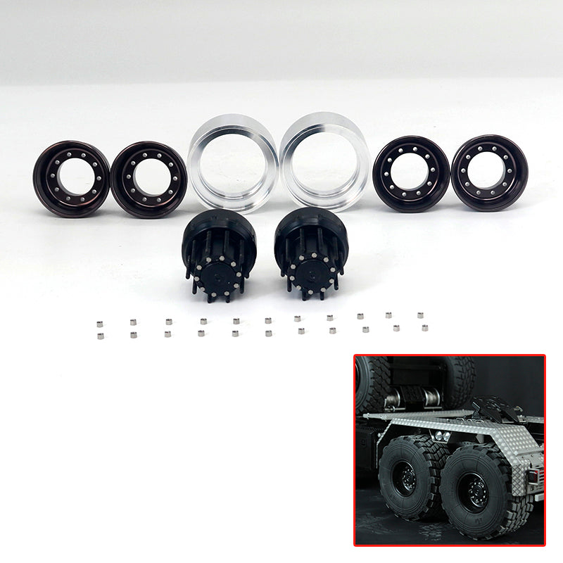 TOUCAN RC HOBBY JDM XS45 Metal Tyre/Rear Double Wheel Hub for 1/14 Scale RC Tractor Truck Construction Transport Vehicle DIY Model Builders
