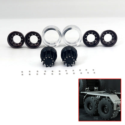 TOUCAN RC HOBBY JDM XS45 Metal Tyre/Rear Double Wheel Hub for 1/14 Scale RC Tractor Truck Construction Transport Vehicle DIY Model Builders