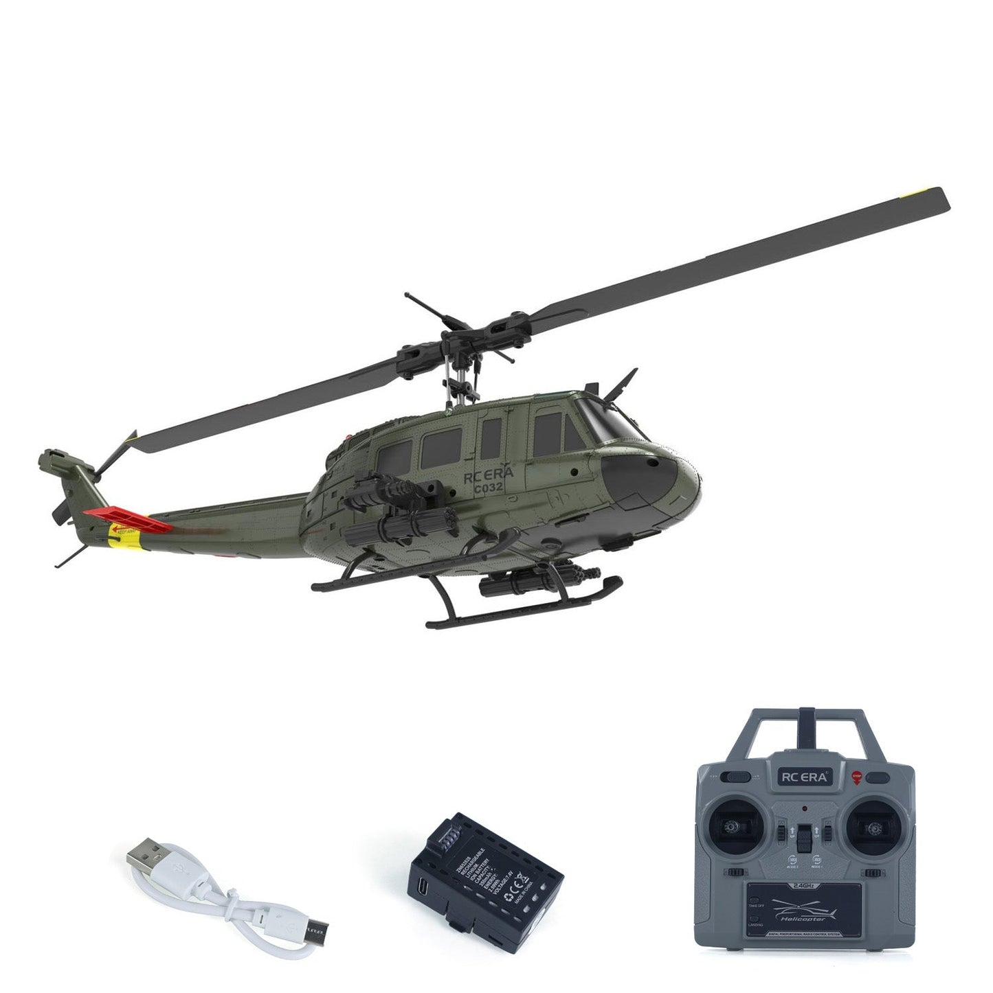 1/48 RC-Simulationshubschraubermodell C032 UH-1 Fernbedienungs-Stuntflugzeug Ein-Klick-3D-Flip Optische Flusspositionierung Geschenkspielzeug