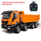 MD 1/14 8x4 RC Hydraulic Dump Truck CNC 2-Speed Transmission Differential Lock Axles Sound Light System FlySky ST8 Radio Controller
