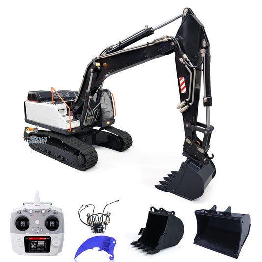 1/14 EC380 RC-Hydraulikbagger mit Raupenfahrwerk, kabellos gesteuerter Bagger, montiertes Modell mit Sender, Metallaufreißer, kippbarer Eimer