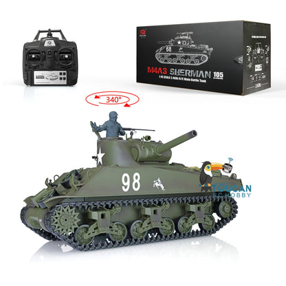 Henglong 2.4G 1/16 TK7.0 Plastic USA M4A3 Sherman 3898 RTR RC Tank with Barrel Recoil BB Infrared Combat Smoke Light Sound Metal Barrel