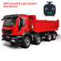 MD 1/14 8x4 RC Hydraulic Dump Truck CNC 2-Speed Transmission Differential Lock Axles Sound Light System FlySky ST8 Radio Controller