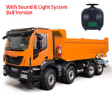 MD 1/14 8x8 Metal RC Hydraulic Dump Tipper Truck 2-Speed Transmission CNC Differential Lock Axles Sound Light System ST8 Remote Controller