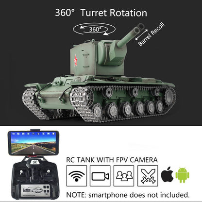 Henglong 1/16 TK7.0 Sowjetischer KV-2 Gigant, betriebsbereit, ferngesteuerter BB-IR-Panzer, 3949 Metalllaufräder, Laufrückstoß, FPV