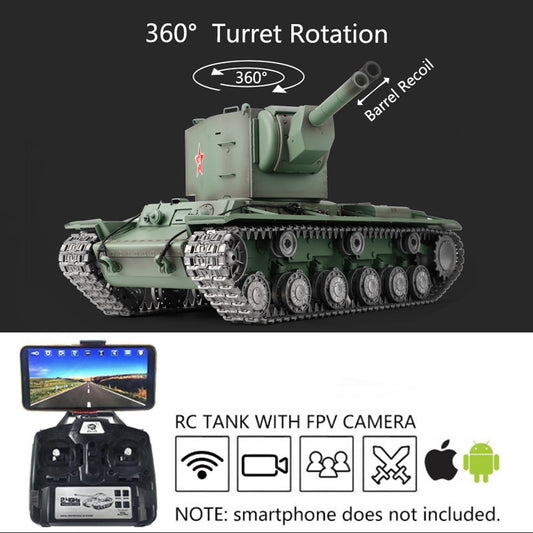 Henglong 1/16 TK7.0 Sowjetischer KV-2 Gigant, betriebsbereit, ferngesteuerter BB-IR-Panzer, 3949 Metalllaufräder, Laufrückstoß, FPV