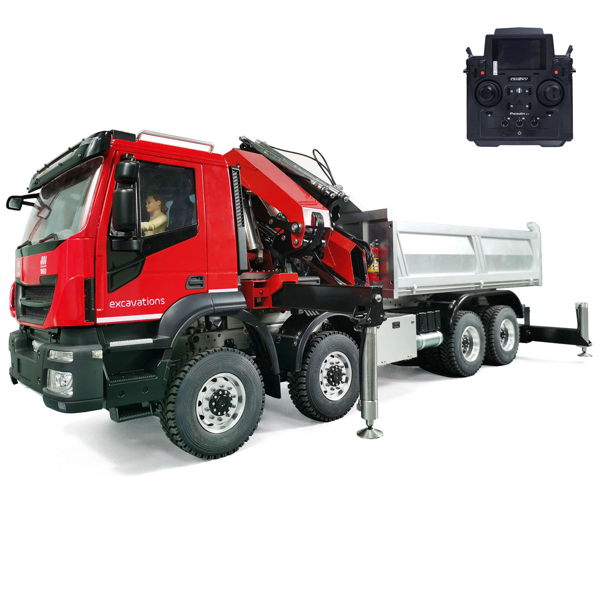 TOUCAN RC HOBBY 1/14 8x8 Metal RC Hydraulic Crane Dump Car PL18EV Radio Control Tipper Truck Emulated DIY Model Toy Vehicle Painted Assembled