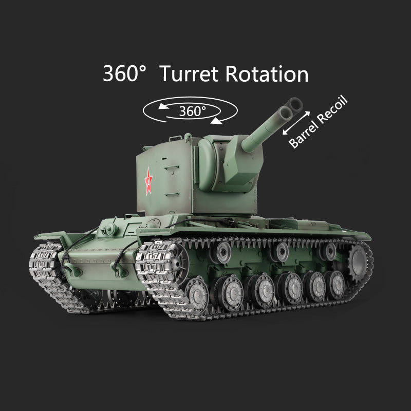 Henglong 1/16 TK7.0 Soviet KV-2 Gigant 3949 RTR RC Tank Barrel Recoil BB IR 360 Degrees Turret Metal Tracks Gearbox Sprockets Idlers Road Wheels