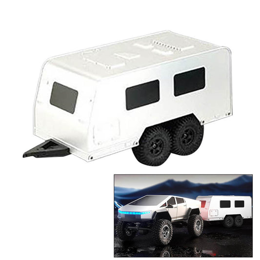 Kunststoffanhänger im Maßstab 1/18, vierrädriger Wohnwagenanhänger für JJRC C8818, ferngesteuertes Rock Crawler-Auto, Pickup-Truck, DIY-Ornamente