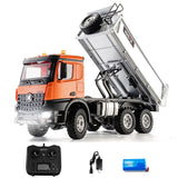 1/14 HUINA 1598 2.4G Remote Control Dumper 6x6 Engineering Transport Vehicle Lifting Rod Tipper Car Light Sound Battery Toys