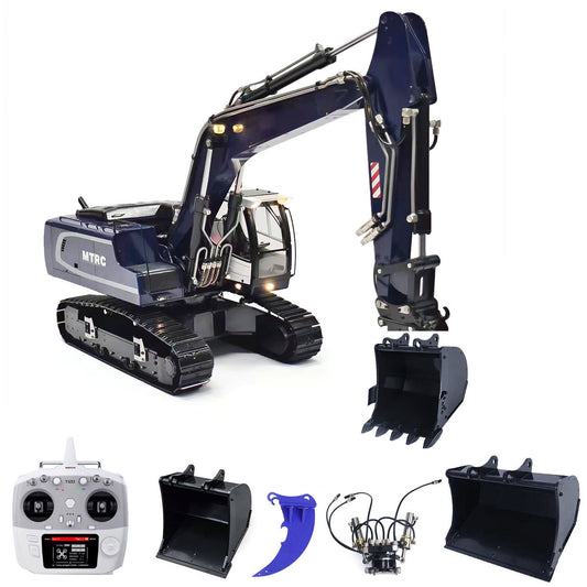 MTM 946 Metal 1/14 RC Hydraulic Excavator Remote Control Digger T12D Radio Controller for Garden Landscaping