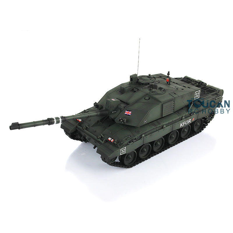 Henglong 1/16 TK7.0 Professional British Challenger II 3908 RTR RC Tank 360 Degrees Turret IR BB Smoke Metal Sprockets Idlers Road Wheels Single Rubber Tracks