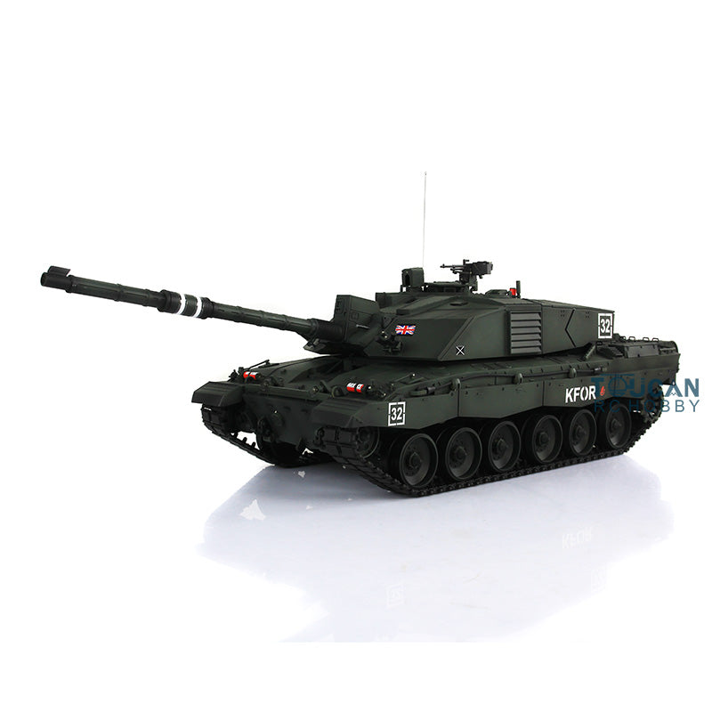 Henglong 1/16 7.0 Upgrade Challenger II 3908 RTR RC Tank Infrared Combat BB Smoke Sounds Lights Metal Tracks Drive Idler Wheels Gearbox