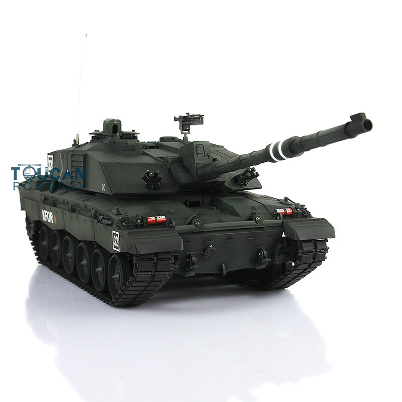 Henglong 1/16 7.0 Upgrade Challenger II 3908 RTR RC Tank Infrared Combat BB Smoke Sounds Lights Metal Tracks Drive Idler Wheels Gearbox