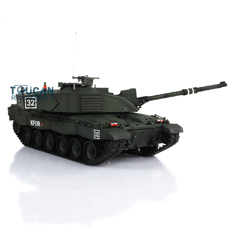 Henglong 1/16 7.0 Upgrade Challenger II 3908 RTR RC Tank Infrared Combat BB Smoke Sounds Lights Metal Tracks Drive Idler Wheels Gearbox