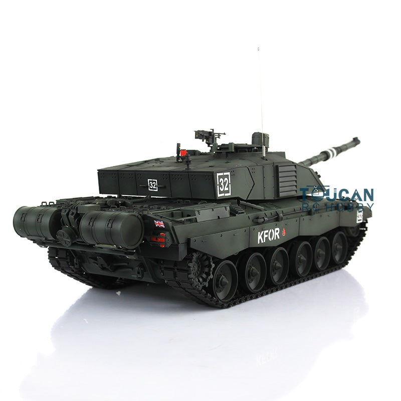 Henglong 1/16 7.0 Upgrade Challenger II 3908 RTR RC Tank Infrared Combat BB Smoke Sounds Lights Metal Tracks Drive Idler Wheels Gearbox