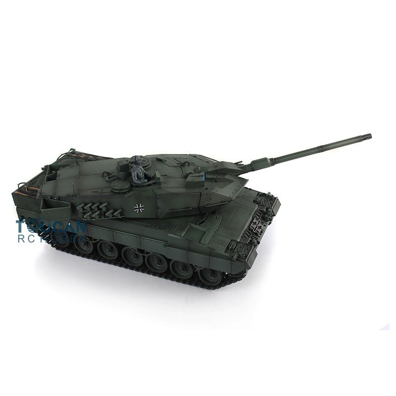 Henglong 1/16 TK7.0 Leopard2A6 RC RTR Panzer 3889 360 Turmlauf Rückstoß Metallketten mit Gummipads Kettenräder Leiträder Laufräder