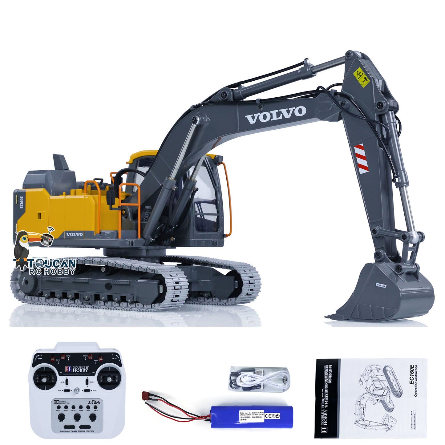1:14 Double E E010 EC160E Vollmetall-RC-Bagger Funkgesteuertes Engineering-Fahrzeug Spielzeug Hobby-Modell DIY 