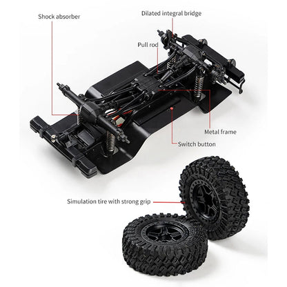 1/18 Allradantrieb Fernbedienung Rock Crawler 8562 RC Multi-Terrain Off Road Auto 3-Gang-Motor ESC Servo Lichtsystem Batterie