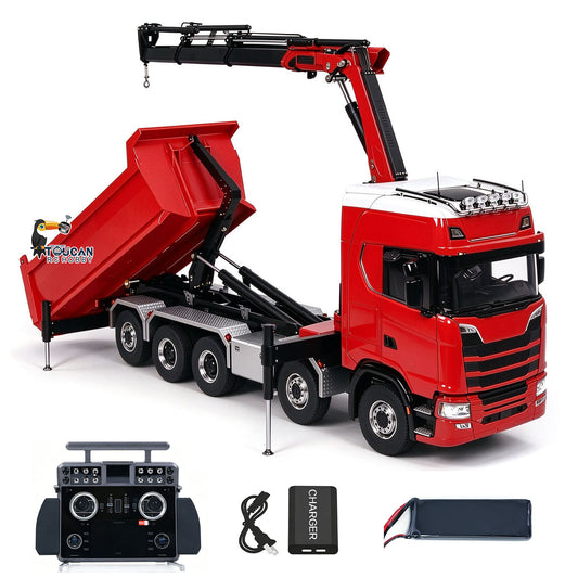1/14 hydraulische Kran RC Kipper 770S 10x10 Fahrzeug Metall Volle Dump Lkw RTR Batterie