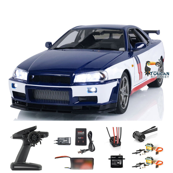 1/8 R34 4x4 Capo 4WD RC Drift Vehicle Metal Remote Control Racing Car Model High-Speed Ready to Run RTR Sound Smoking Optional Versions