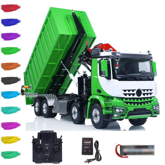 TOUCAN RC HOBBY LESU Z0017 1/14 Metal Hydraulic 8x8 RC Dump Truck with Crane 2 Transmission Differential Axles Brushless ESC Sound Light System