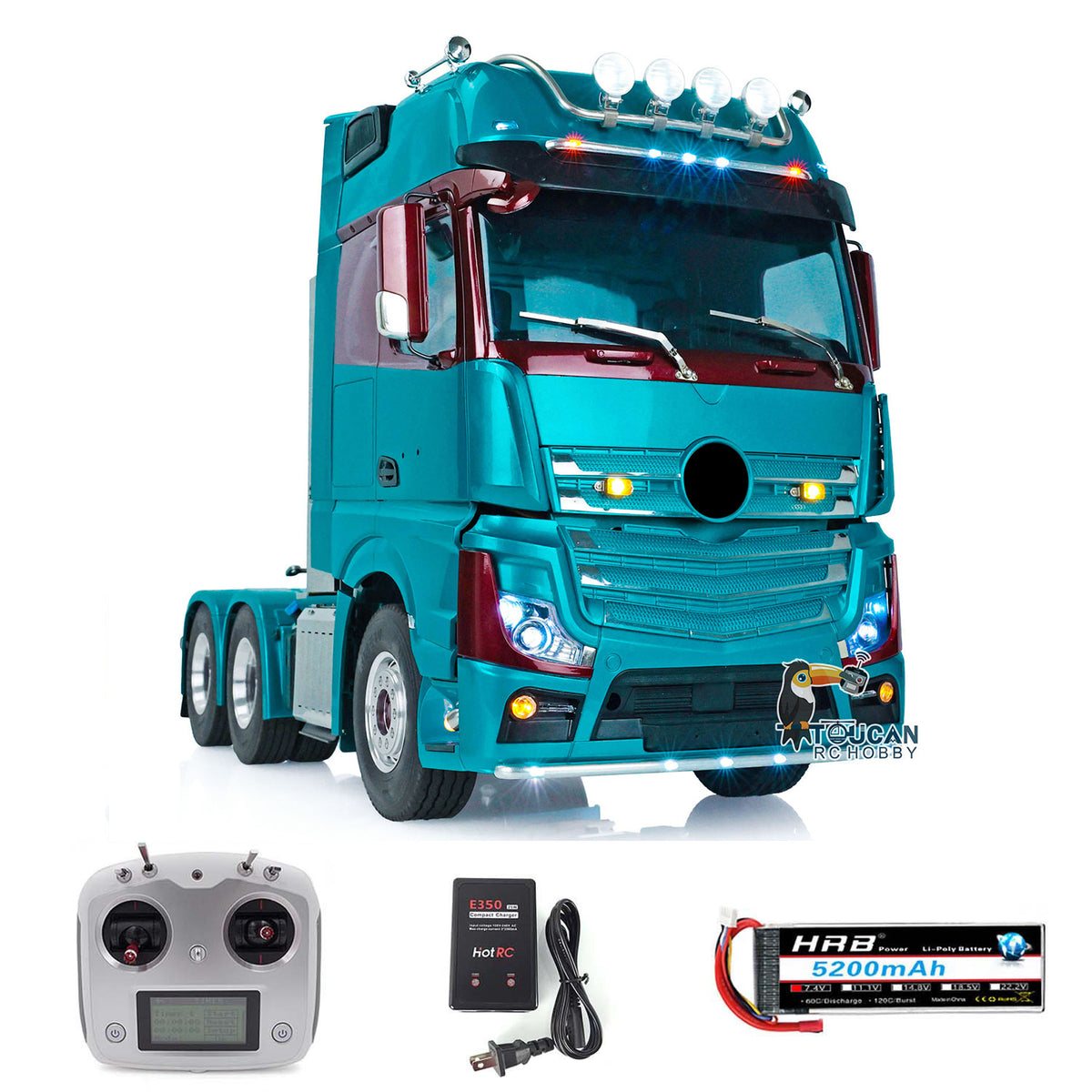 TOUCAN Lackierter 1/14 RC Sattelzugmaschine für 1851 3363 Fernbedienung 6X6 Metallchassis Autos Licht