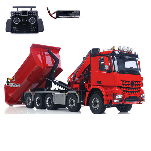 1/14 Hydraulic RC Crane Tipper Truck 10x10 Full Dump Car Engineering Vehicle Model  3-speed Gearbox Light Sound System
