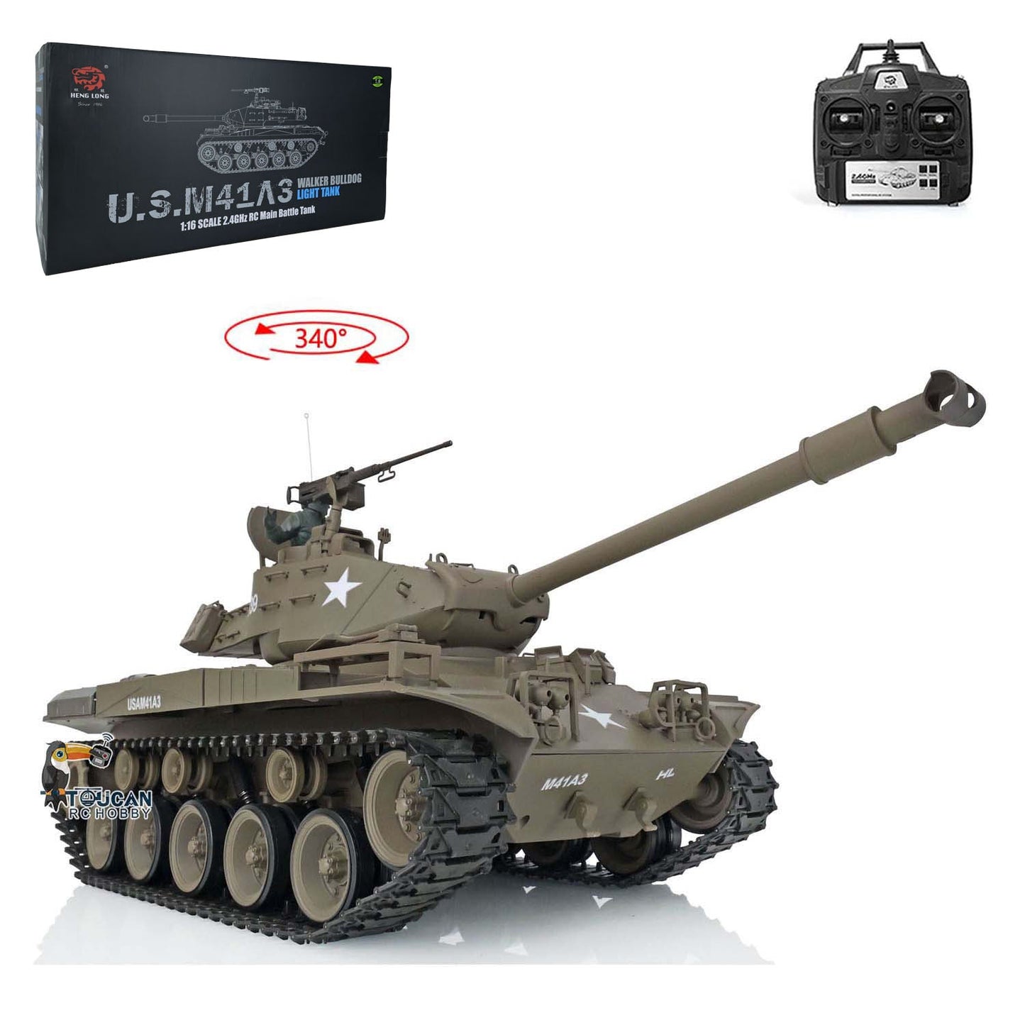 Henglong 1/16 TK7.0 Plastic 3839 USA Walker Bulldog M41A3 RTR RC Tank Infrared System BB Smoke Unit Sounds Lights Model