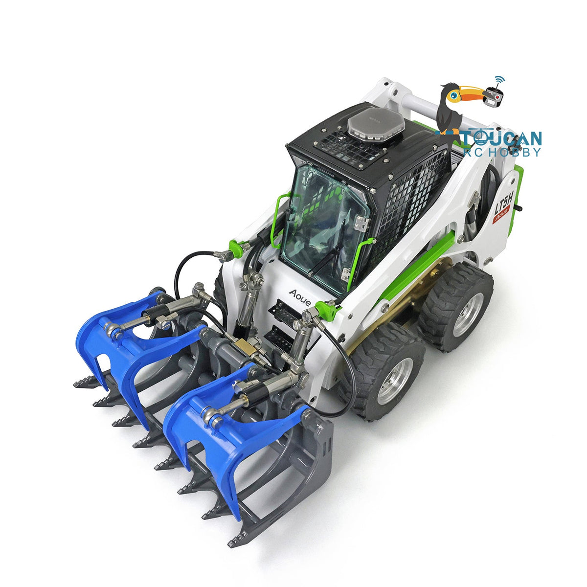 TOUCAN RC HOBBY LESU 1/14 Metal Wheeled Skid-Steer Hydraulic RC Loader Aoue LT5H I6S RTR Painted Ripper Scarifier Gripper Sieve Bucket Trailer
