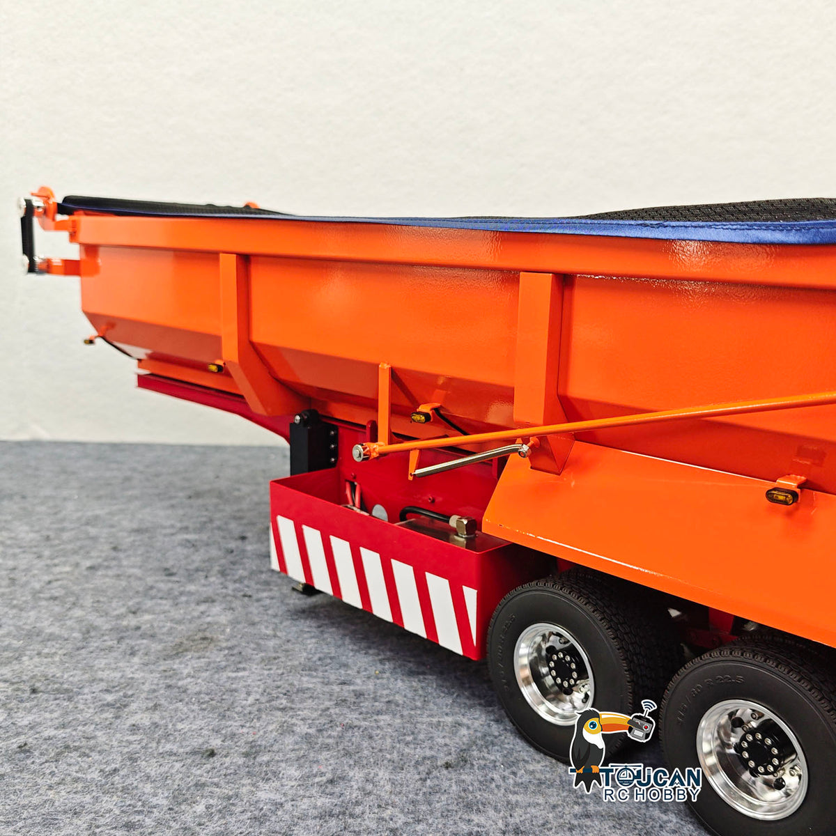 TOUCAN RC HOBBY 1/14 RC Hydraulic Dump Trailer 3 Axle Metal U Shape Bed Remote Control Semi Trailers Model With Electric Support Legs Side Light