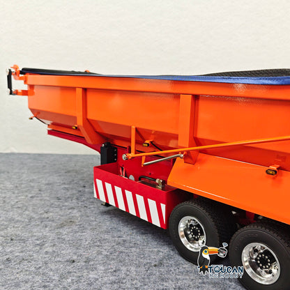 TOUCAN RC HOBBY 1/14 RC Hydraulic Dump Trailer 3 Axle Metal U Shape Bed Remote Control Semi Trailers Model With Electric Support Legs Side Light