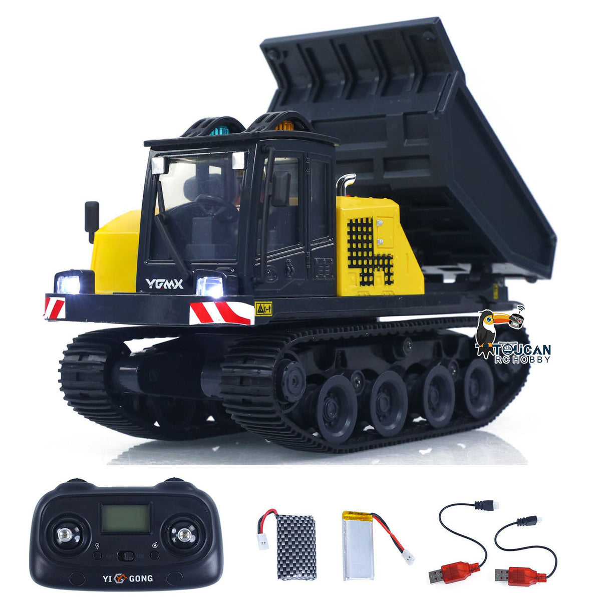 TOUCAN RC HOBBY Fast  Free Shipping 1/50 T14R Panther RTR Electric RC Crawler Dump Truck Construction Vehicle Tracked Tipper Finished Model Toys Lights Sounds Unit