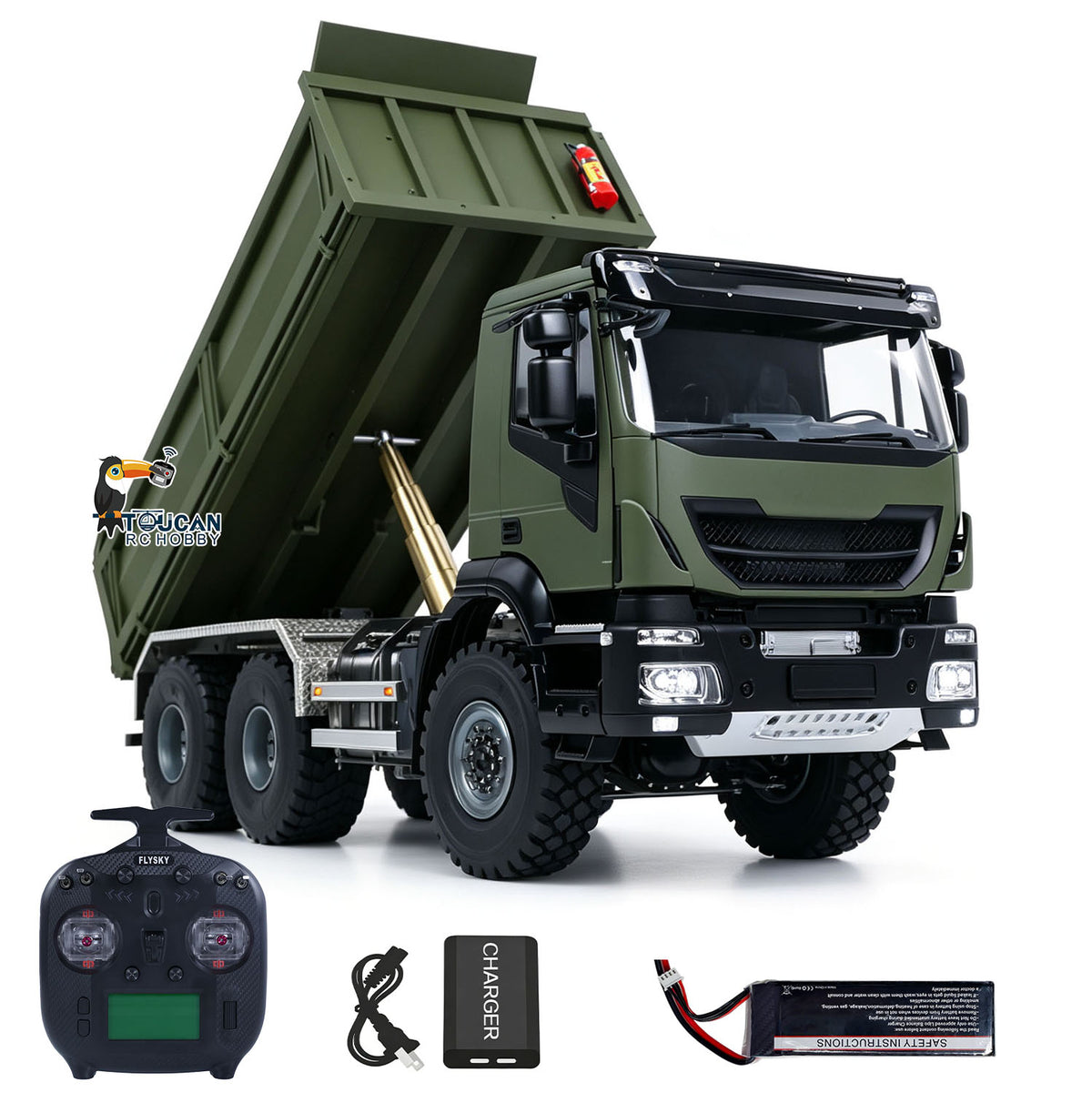 TOUCAN RC HOBBY 2-Speed MD 1/14 6x6 Metal Remote Control Hydraulic Dump Truck RC Tipper Diff Locks Radio Light Sound Battery Charger RTR Model