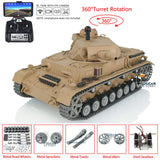 1/16 TK7.0 Customized Version 2.4Ghz Henglong German Panzer IV F BB IR RTR RC Tank Model FPV 3858 Metal Tracks Wheel Smoke Sound
