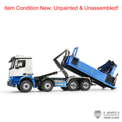 TOUCAN RC HOBBY  LESU 1/14 RC Hydraulic Roll On off Dumper Truck Crane Metal 8x8 Chassis Tipper Model Axle Lock 2+7CH Valve
