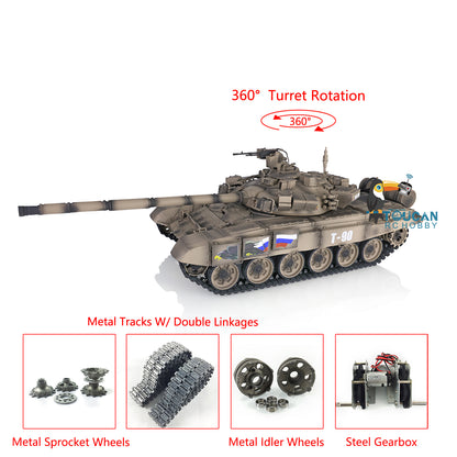 Henglong 1/16 Maßstab TK7.0 Russischer T90 Ferngesteuerter Ready To Run Tank 3938 W/ 360 Turm Metallketten Kettenräder Leiträder