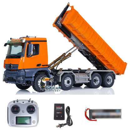 TOUCAN RC HOBBY LESU 1/14 Metal RC Dump Truck 8x8 Remote Control Hydraulic Equipment Roll On/Off RTR Full-dump Cars Model K3363 Servo ESC