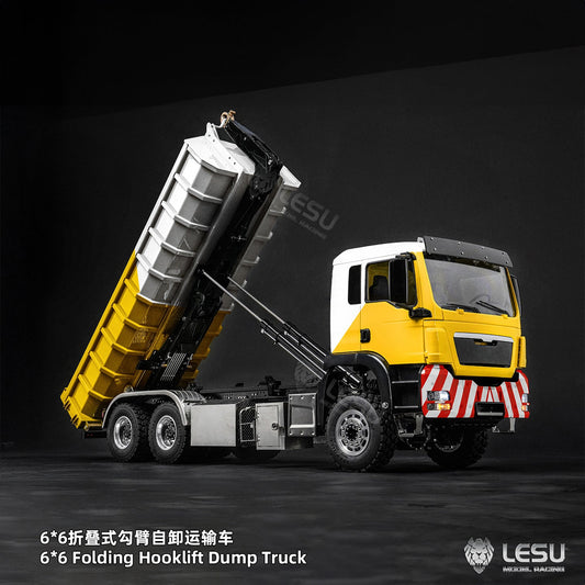 TOUCAN RC HOBBY LESU Z0102 1/14 Hydraulic RC Roll On Off Dump Truck 6x6 Folding Hooklift Carrier with 5CH Valve 3 Speed Gearbox Differential Lock Sound Light