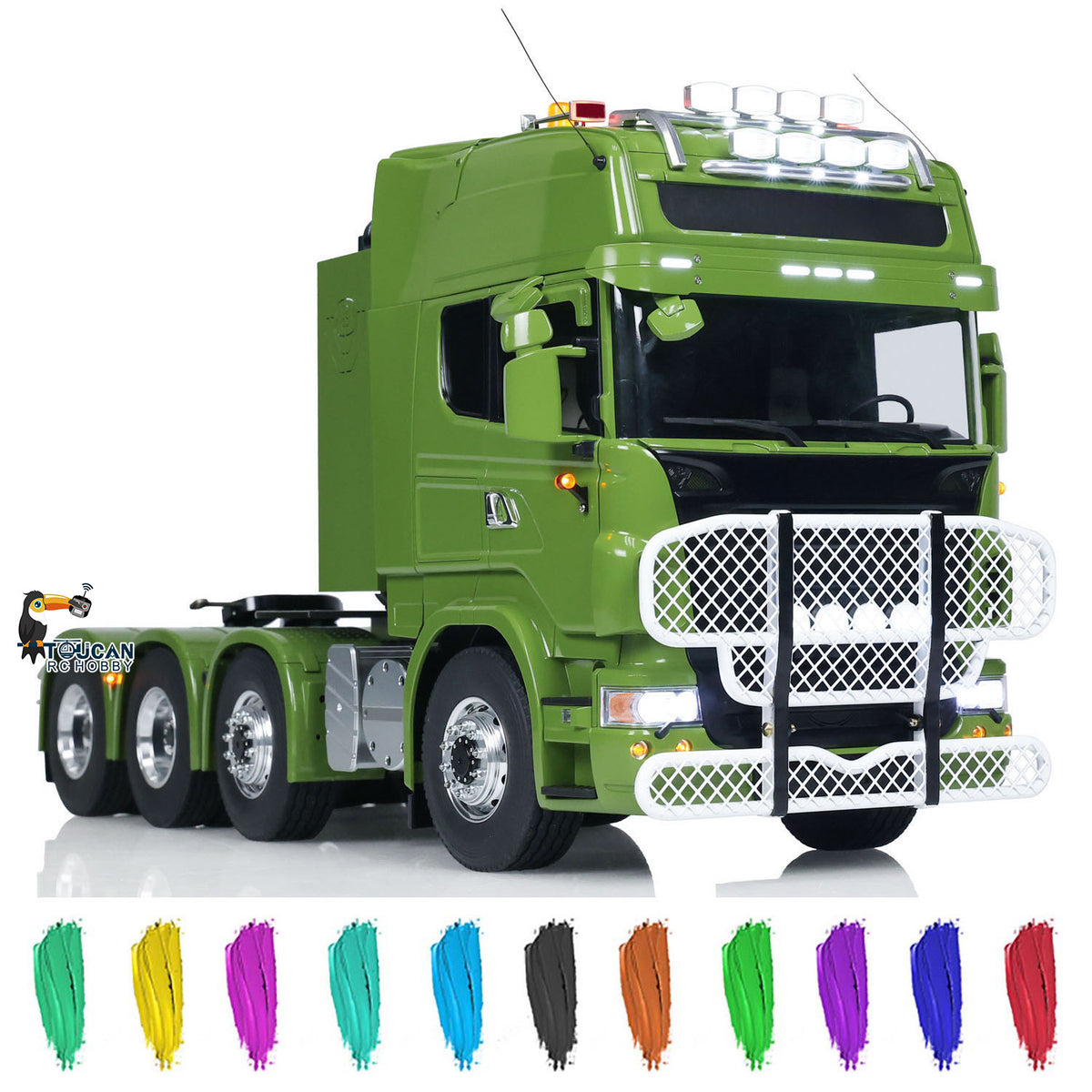 TOUCAN Lackiertes, zusammengebautes 8X8-Metall-Schwerfahrgestell 1/14 RC-Sattelzug-Funksteuerungsauto-Modell mit Licht und Ton