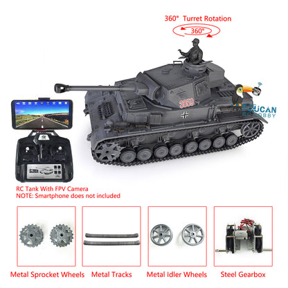 1/16 Maßstab TK7.0 Verbesserter Henglong Panzer IV F2 RTR RC FPV Modellpanzer 3859 360 Turmketten Kettenräder Leiträder Laufräder