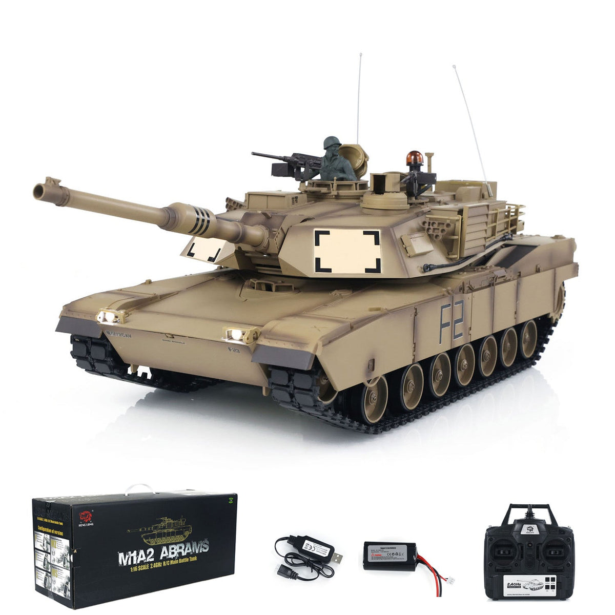 Henglong 1/16 2.4G TK7.0 Plastic USA Abrams M1A2 3918 RTR RC Tank Military Vehicle Model with BB IR Smoke Sound Light Metal Barrel